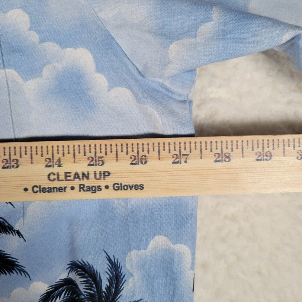 RJC Hawaiian Shirt Mens 3XL Blue‎ Tropical Scenic Palm Tree Short Sleeve Camp